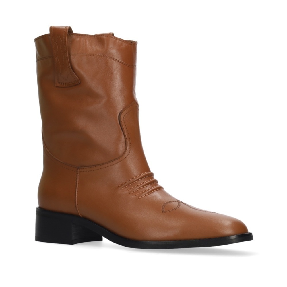 NWT Bibi Lou Briana Brown Leather Mid-Calf Western Boots-Size 7